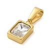 304 Stainless Steel Pendants Cubic Zirconia STAS-R229-30B-G-2
