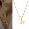 1Pc Letter & Heart Stainless Steel Lariat Necklaces for Women NJEW-LP0002-87G-H-1