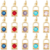 15Pcs 5 Colors Real 18K Gold Plated Brass Micro Pave Cubic Zirconia Charms ZIRC-BBC0002-32-1