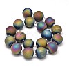 Round Electroplated Natural Druzy Geode Quartz Crystal Beads Strands G-A143B-20mm-03-2