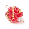 Glass Beaded Round Sphere Links PALLOY-MZ00874-05-3