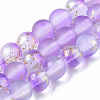 Frosted Spray Painted Glass Beads Strands X-GLAA-N035-03B-C11-1
