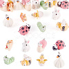 16Pcs 8 Styles Flocking Resin Pendants RESI-TA0004-16-1