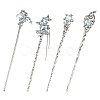 4Pcs 4 Styles Tibetan Style Alloy Resin Hair Sticks OHAR-SC0001-14-1