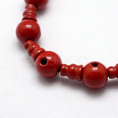 Natural Red Jasper 3-Hole Guru Bead Strands G-K149-05-1