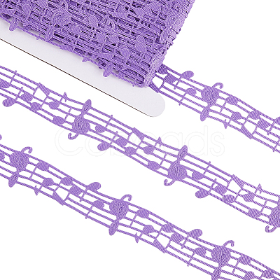 20 Yards Polyester Musical Note Lace Trim Ribbon OCOR-GF0004-44A-1