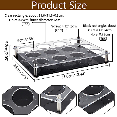 12 Holes Rectangle Acrylic Wine Glasses Display Stands DIY-WH0488-40B-1