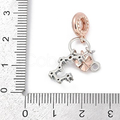 Brass Pendants with Cubic Zirconia European Beads KK-Q015-01D-1