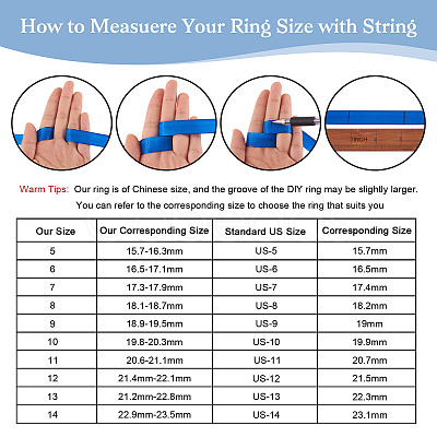12Pcs 6 Size 201 Stainless Steel Grooved Finger Ring Settings RJEW-TA0001-06EB-1