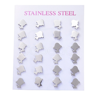 Tarnish Resistant 304 Stainless Steel Puppy Stud Earrings EJEW-H368-28P-1