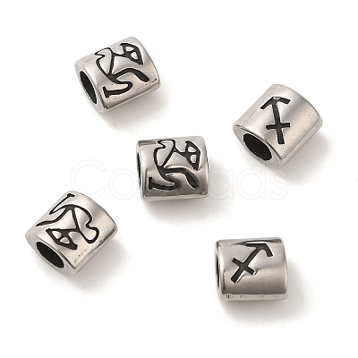 12Pcs Oval with Constellation 304 Stainless Steel Beads STAS-E215-05AS-M-1