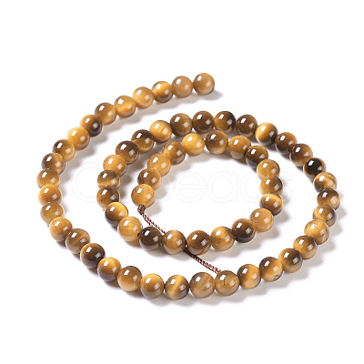 Natural Tiger Eye Round Bead Strands G-L411-07-6mm-1