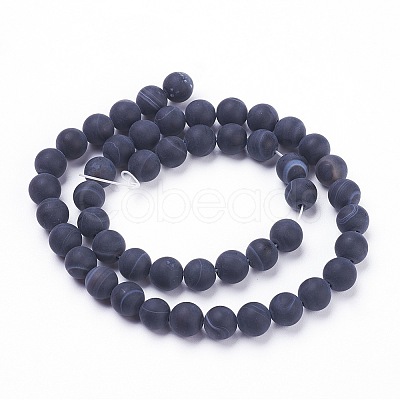 Natural Black Striped Agate/Banded Agate Beads Strands LS-G-F520-50-8mm-1