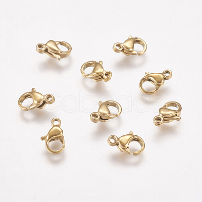 Ion Plating(IP) 304 Stainless Steel Lobster Claw Clasps STAS-P185-9-G-1