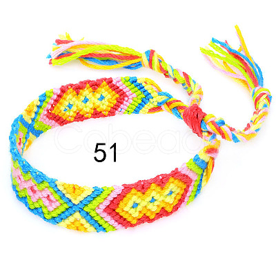 Cotton Braided Rhombus Pattern Cord Bracelet FIND-PW0013-003A-51-1