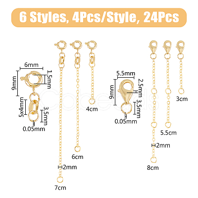 24Pcs 6 Style Brass Cable Chain Extender KK-GO0001-54-1
