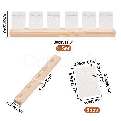 Wooden Jewelry Display Card Stands ODIS-WH0027-045-1