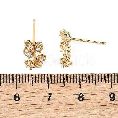 SHEGRACE Leafy Branch Brass Micro Clear Pave Cubic Zirconia Stud Earrings XGRQ4N292-717G-1