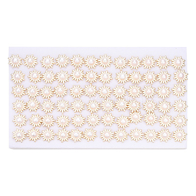 Daisy Flower Natural Pearl Stud Earrings with Enamel PEAR-N020-07G-1