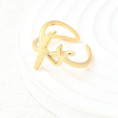 Brass Cuff Rings for Women RJEW-F184-08B-G-1