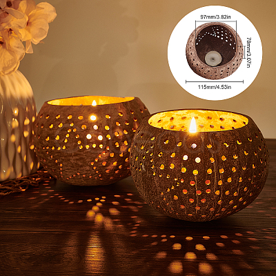 Hollow out Coconut Shell Candle Cup DIY-WH0260-82-1