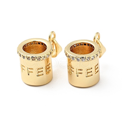 Rack Plating Brass Micro Pave Clear Cubic Zirconia Pendants X-ZIRC-I059-04G-1