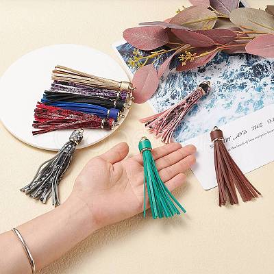 20Pcs 20 Colors PU Leather Tassel Pendants FIND-WR0003-26-1