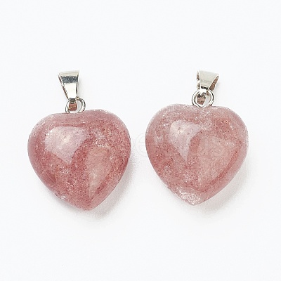Natural Strawberry Quartz Pendants X-G-I311-A23-1