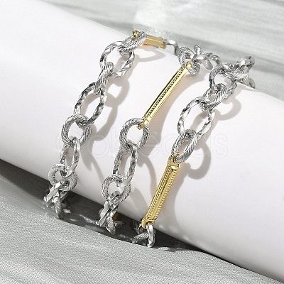 Two Tone Brass Twisted Figaro Chain Necklaces KK-C251-32GP-1