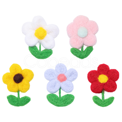5Pcs 5 Colors Handmade Wool Felt Ornament DIY-PH0034-68-1