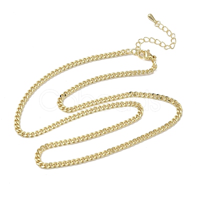 3MM Brass Curb Chain Necklaces LS-NJEW-P339-03G-1