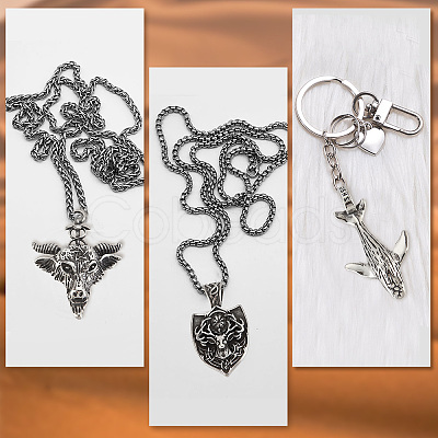 4Pcs 4 Style 304 Stainless Steel Big Pendants STAS-DC0006-21-1