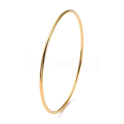 Ion Plating(IP) 304 Stainless Steel Simple Plain Bangle for Women High Polished BJEW-F461-01B-G-1