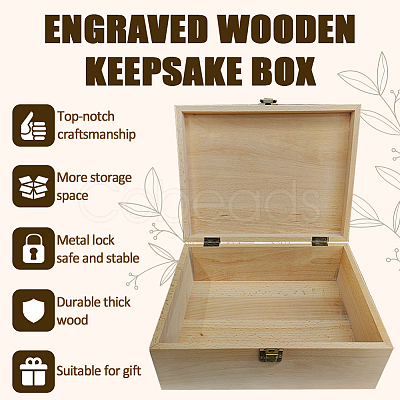 Rectangle Wooden Memory Keepsake Boxes with Lids CON-WH0101-003-1