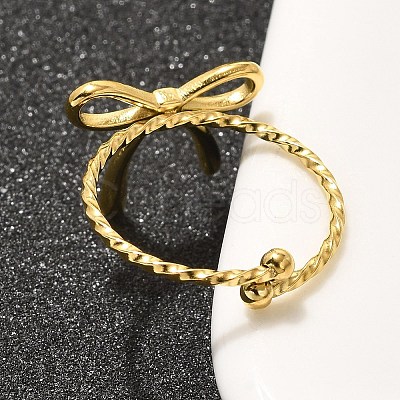 304 Stainless Steel Open Cuff Ring for Women LS-RJEW-B109-01G-02-1