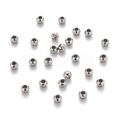 Tarnish Resistant 201 Stainless Steel Corrugated Beads STAS-S103-17A-P-1