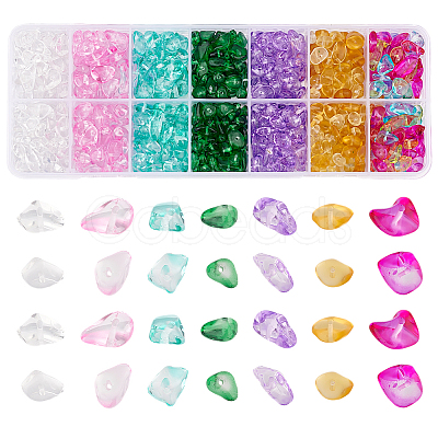 84G 7 Colors Spray Painted Transparent Glass Beads Strands GLAA-GO0001-18-1