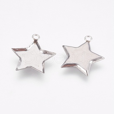 Tarnish Resistant 304 Stainless Steel Pendant Cabochon Settings STAS-I097-055-17P-1