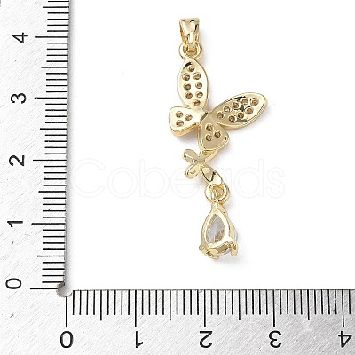 Brass Micro Pave Clear Cubic Zirconia Pendants KK-A299-10G-1