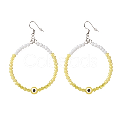 Resin Evil Eye & Acrylic Beaded Big Ring Dangle Earrings EJEW-JE04999-03-1
