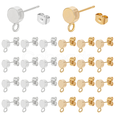 24Pcs 2 Colors Brass Stud Earring KK-BC0013-93-1
