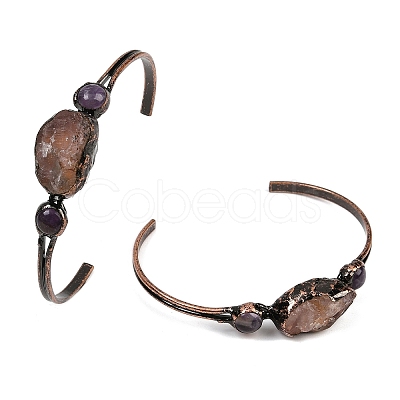 Natural Rose Quartz & Amethyst Cuff Bangles G-B149-16R-06-1
