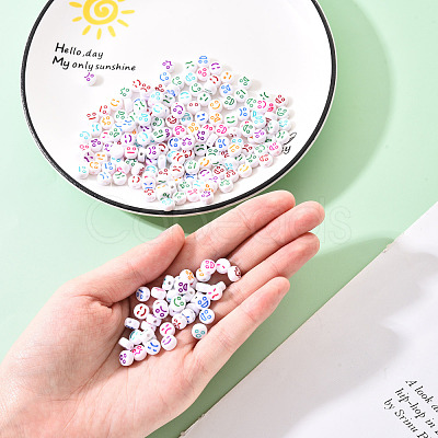 White Opaque Acrylic Beads MACR-YW0001-20B-1
