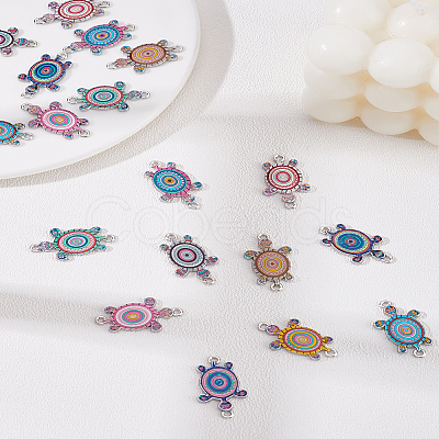 20Pcs 10 Colors Alloy Enamel Connector Charms ENAM-LP0001-13-1