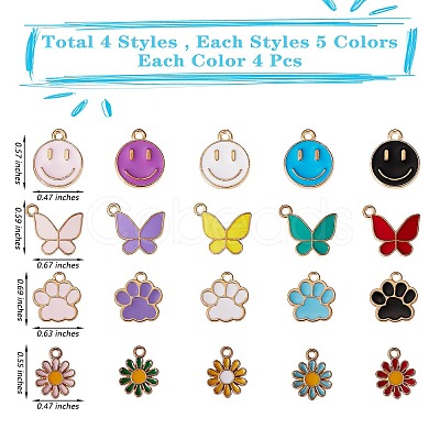 80Pcs 20 Style Alloy Enamel Pendants FIND-SZ0002-31-1