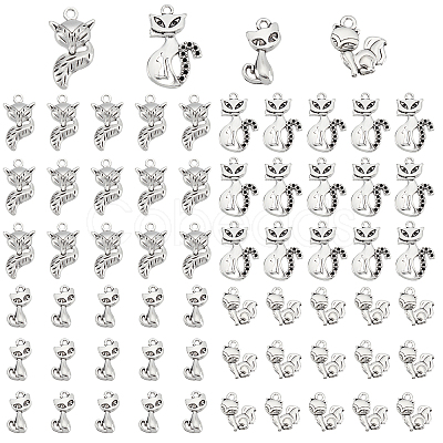 80Pcs 4 Style Tibetan Style Alloy Pendants TIBEP-PH0001-37-1
