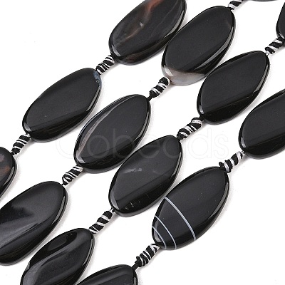 Natural Banded Agate Beads Strands G-F825-H01-01C-1