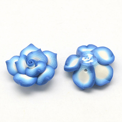 Handmade Polymer Clay 3D Flower Lotus Beads X-CLAY-Q203-25mm-M-1
