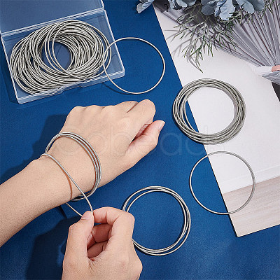 60Pcs Minimalist Steel Spring Chain Stretch Bracelets Set TWIR-UN0001-12P-1