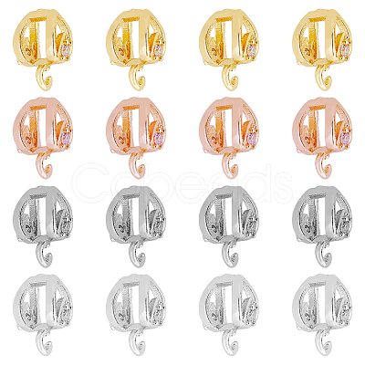 16Pcs 4 Colors Rack Plating Brass Micro Pave Cubic Zirconia Hanger Links KK-DC0003-65-1